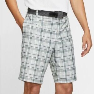 Nike Golf Tour Performance Dri-Fit Shorts Mens Size 34 Gray White Plaid Stretch
